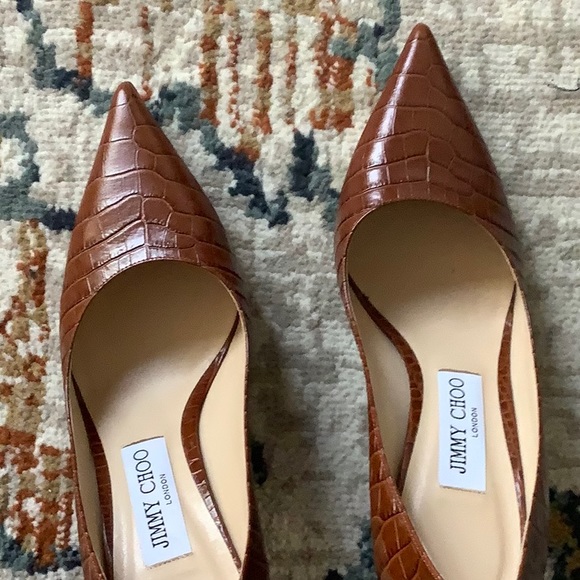 Love Chestnut Croc Embossed Pointed Toe Pump - Picture 8 of 8